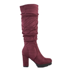 SHELOVET Botas granate en el pilar rojo