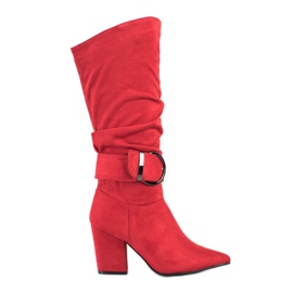 Sweet Shoes Botas elegantes con hebilla rojo
