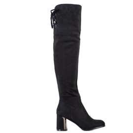 Gogo Botas hasta el muslo con tacón decorativo negro