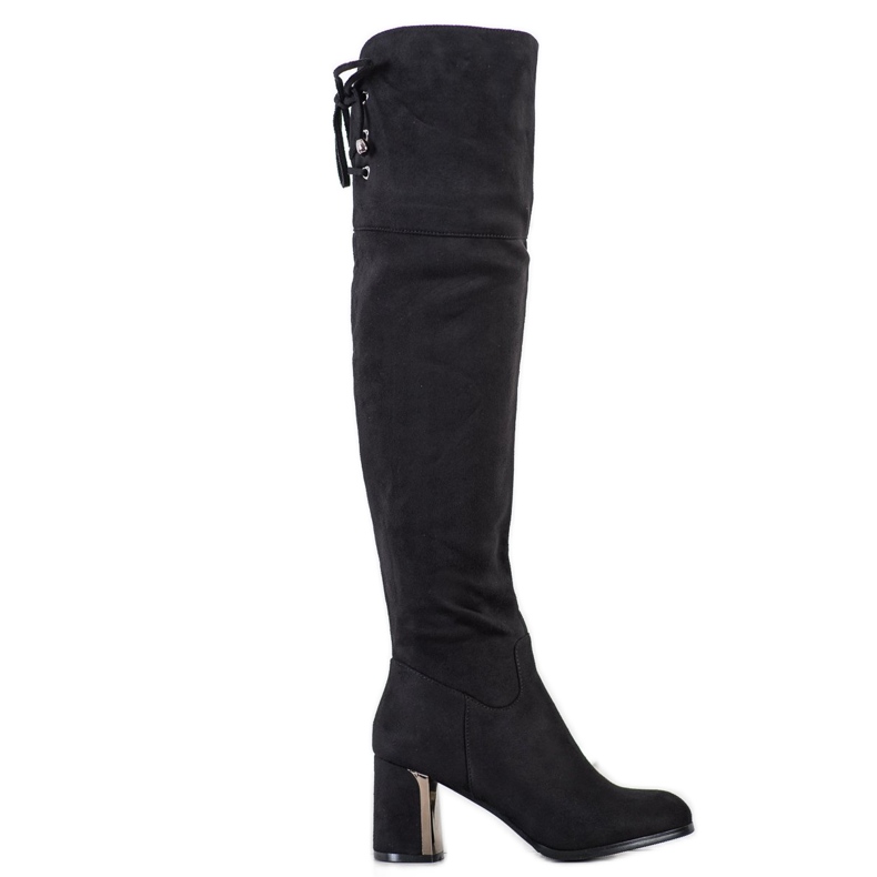 Gogo Botas hasta el muslo con tacón decorativo negro
