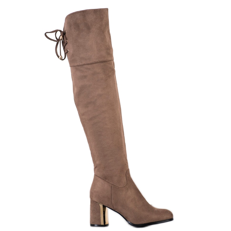 Gogo Botas hasta el muslo con tacón decorativo beige