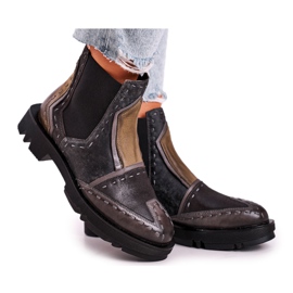 Botas Jodhpur de piel para mujer Maciejka Grey 04634-03 beige marrón gris