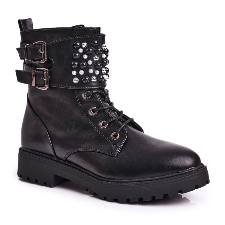 Botas de Mujer Trabajadoras con Perlas Negro Oasis