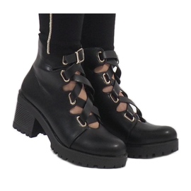 Mulanka Botas negras de tacón abierto J-10 negro