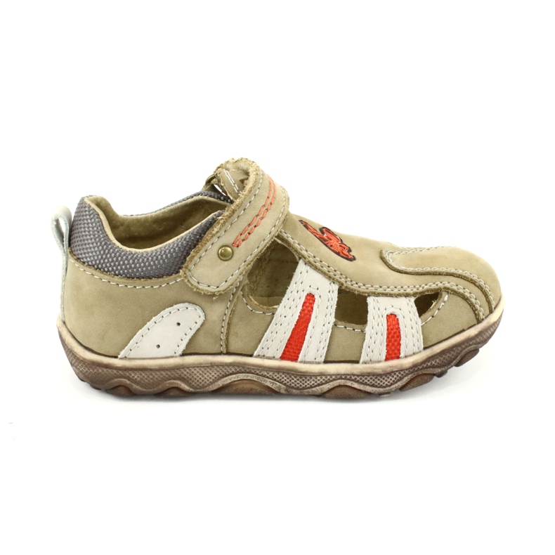 Sandalias American Club K080 beige con velcro marrón naranja