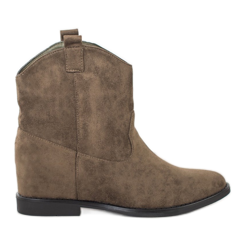 SHELOVET Botas de vaquero calientes en una cuña caqui verde SHELOVET Botas de vaquero calientes en una cuña caqui verde