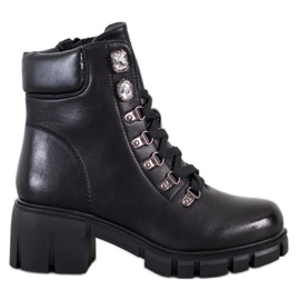 Ideal Shoes Trabajadores de cuero ecológico negro