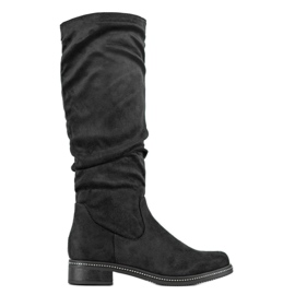 Super Me Botas con circonita cúbica negro
