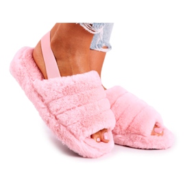 SEA Pantuflas de mujer en la plataforma de piel Pink Rosie rosa