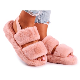 FJ1 Pantuflas de Mujer en la Plataforma Piel Naranja Algodón de Azúcar