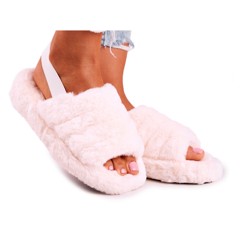 FJ1 Pantuflas de Mujer en la Plataforma de Piel Copo de Nieve Beige
