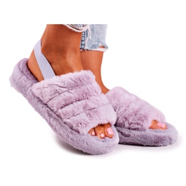 FJ1 Pantuflas de mujer con plataforma de copo de nieve morado de piel violeta