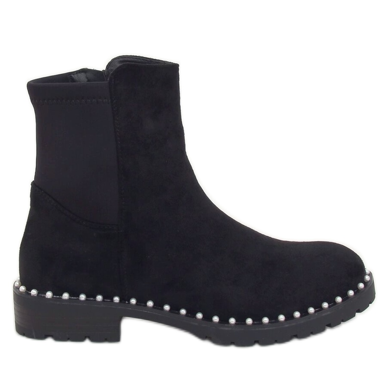Botines Chelsea negros con perlas RQ336 Negro