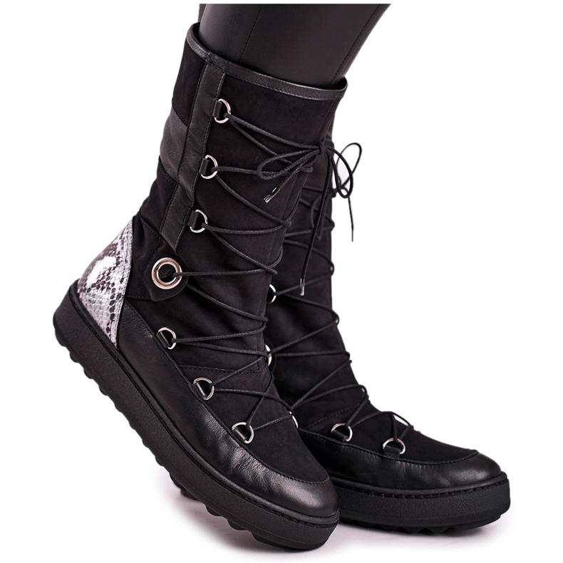 Botas de nieve Laura Messi ante negro con piel 2054