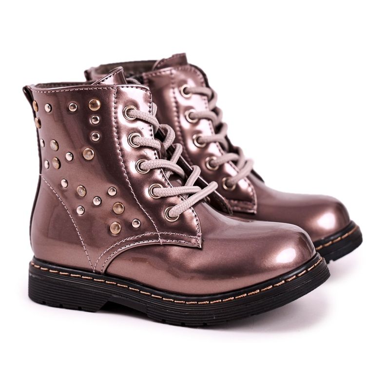 Botas de Abrigo Infantil con Pedrería Lacada Fama plata gris