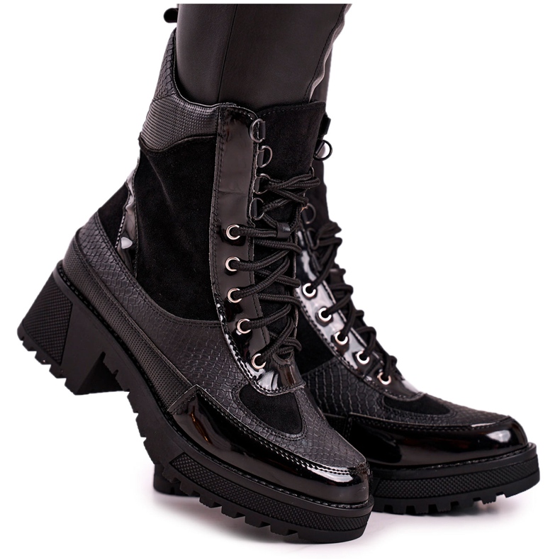 Botas Trabajadores Calentado Negro Animal Print Helena