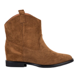 SHELOVET Botas de vaquero calientes en una cuña oculta marrón