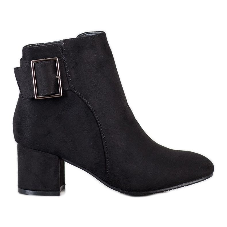 Top Shoes Botines de ante con hebilla negro