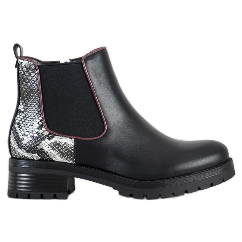 SHELOVET Botas cómodas con estampado de serpiente blanco negro