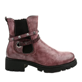 Botas rosas con aislamiento plano y cremallera Siempleglam