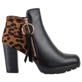 Goodin Botas cálidas con estampado de leopardo marrón negro