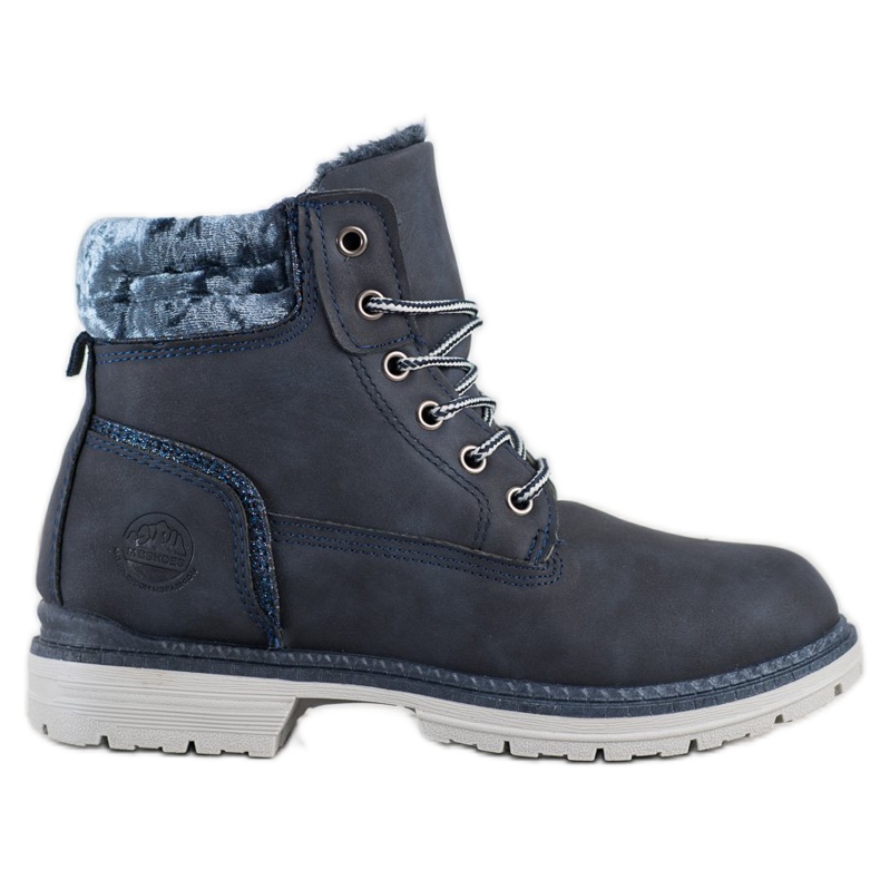 SHELOVET Botas de montaña con parte superior de terciopelo azul marino plata