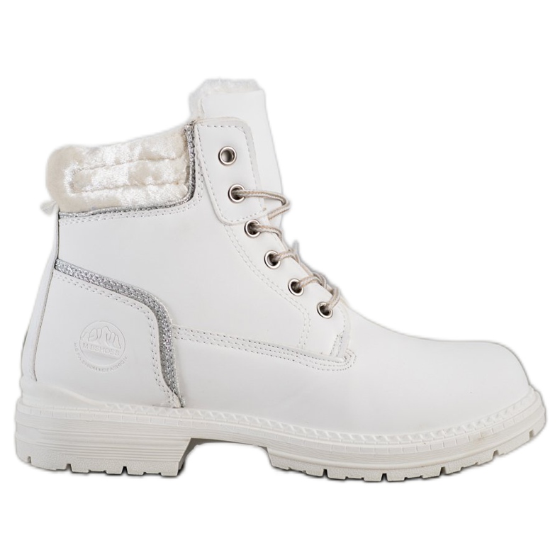 SHELOVET Botas de montaña con parte superior de terciopelo blanco plata