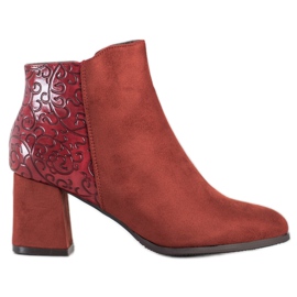 Daszyński Botas burdeos con estampado marrón rojo