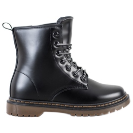 SHELOVET Botas de cuero ecológico negro