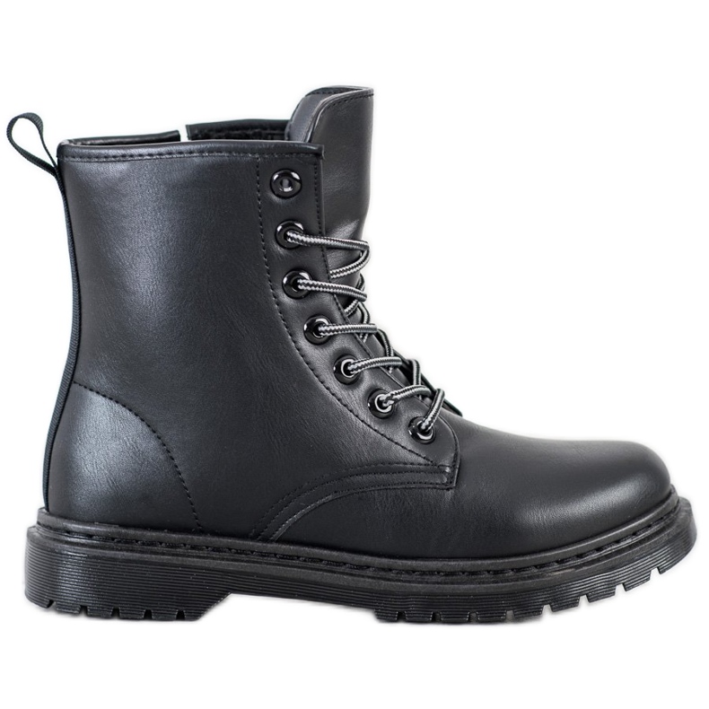 SHELOVET Botas de cuero ecológico negro
