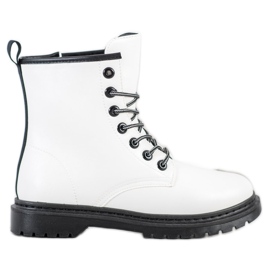 SHELOVET Botas de cuero ecológico blanco negro