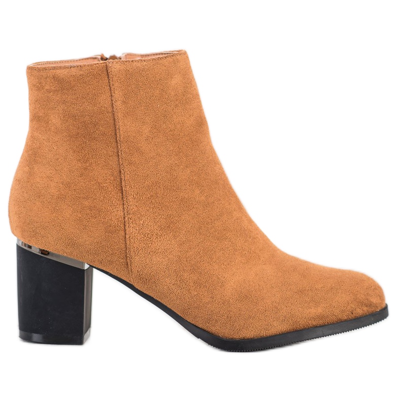 SHELOVET Botines de ante camel marrón amarillo