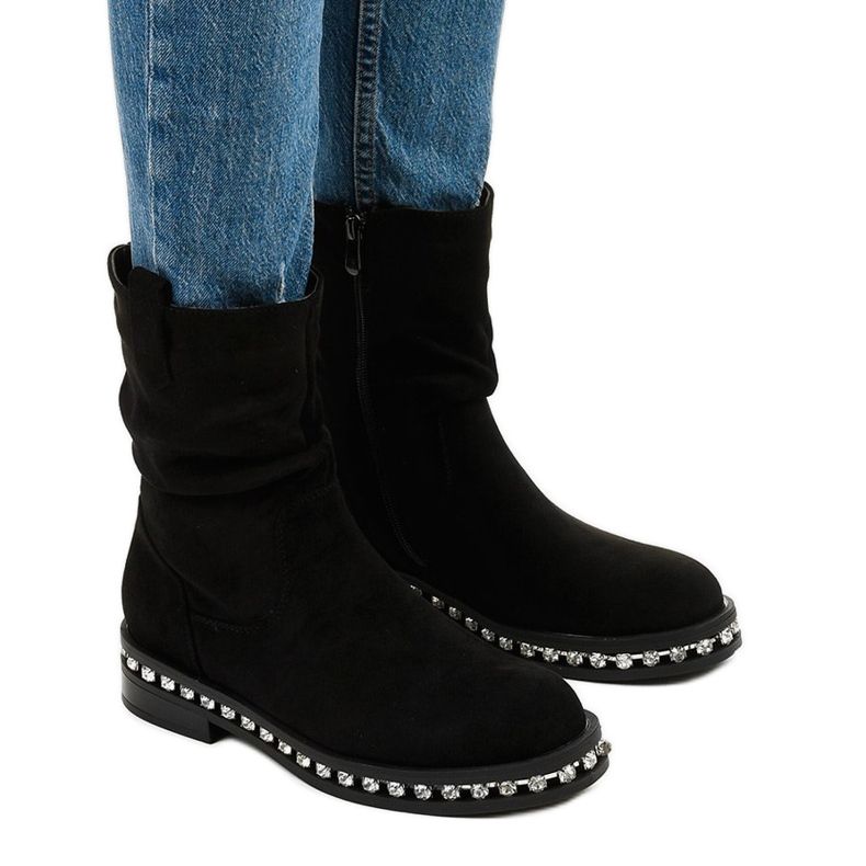 Botas de mujer negras aisladas con cremallera Ulafina negro Botas de mujer negras aisladas con cremallera Ulafina negro