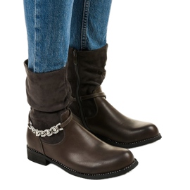 Botines planos grises con cremallera Petgell