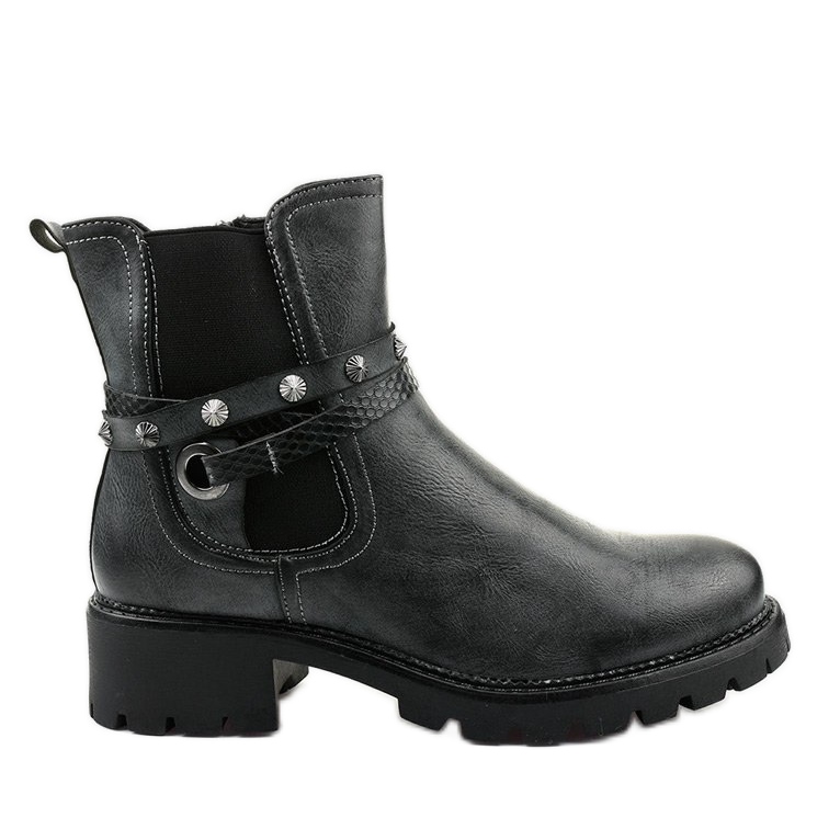 Botines planos grises con cremallera Siempleglam negro