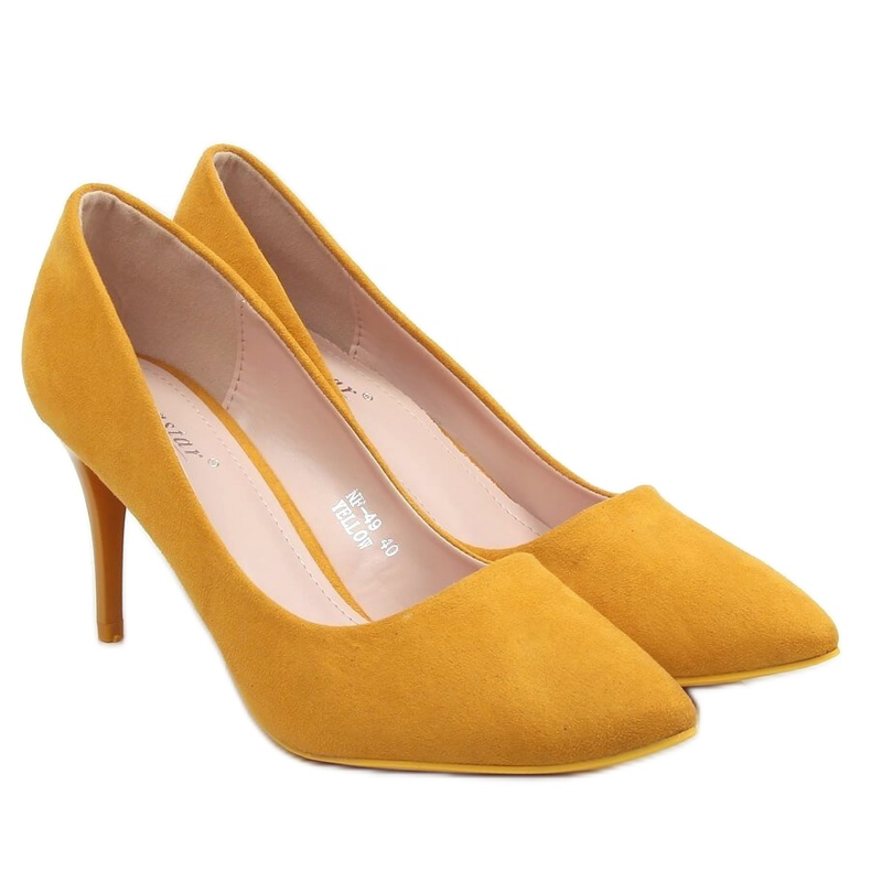Zapatos de salón con tacón cómodo, miel NF-49P Amarillo multicolor Zapatos de salón con tacón cómodo, miel NF-49P Amarillo multicolor