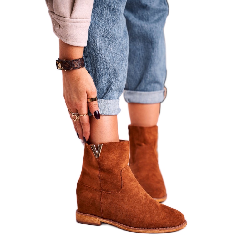 FG1 Botines Mujer Ante Marrón Vanya