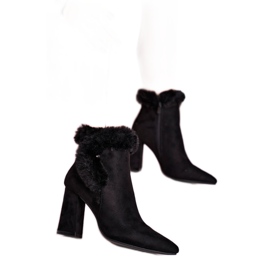 Botas De Tacón Con Piel Ante Sophie Negra negro