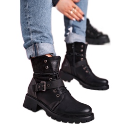 Trabajadores de botas cálidas fuertes negras para mujer negro