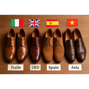 Zapatos de hombre: diferencias entre países de producción (Italia, Reino Unido, España, Asia)