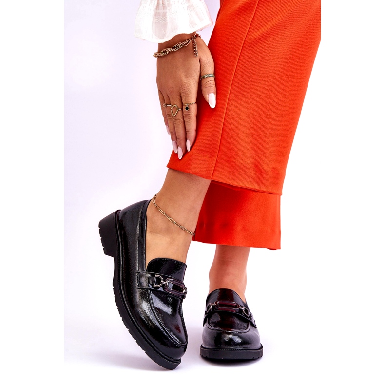 S.Barski Mocasines Mocasines Lacados Con Adorno Maura Negro 1