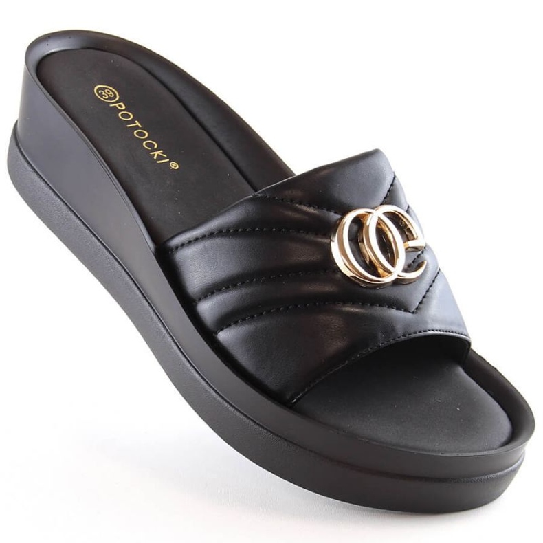 Sandalias cuña Potocki W YQ21001 WOL159A negro 1