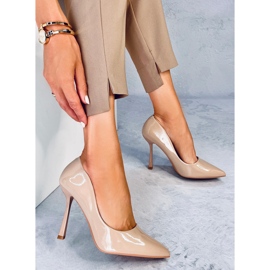 Anika Khaki zapatos de salón de mujer lacados beige 2