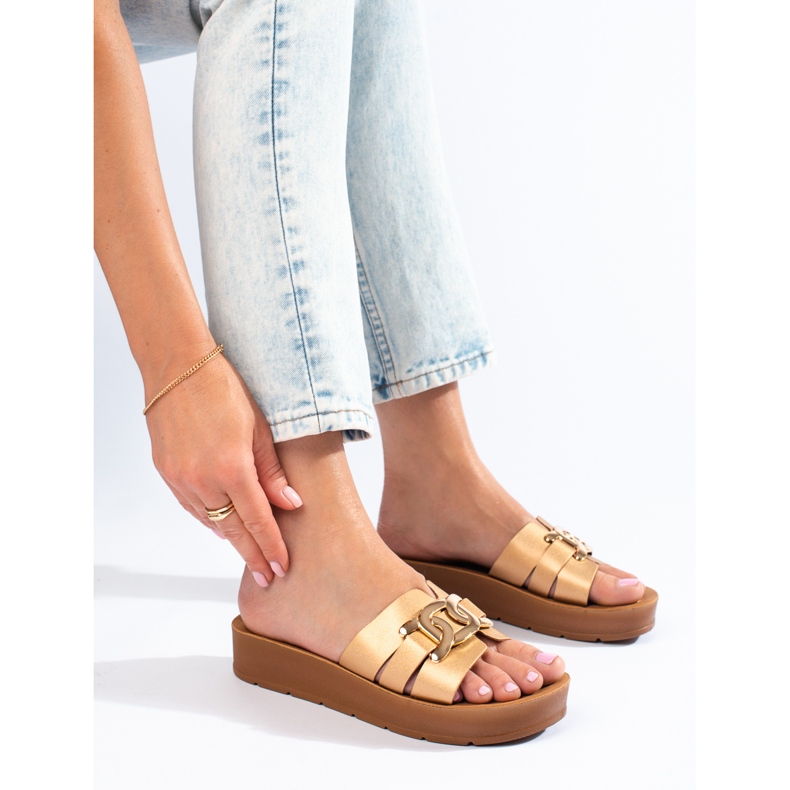 Babuchas plataforma mujer Shelovet doradas dorado 2