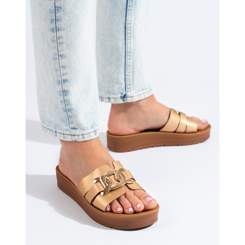 Babuchas plataforma mujer Shelovet doradas dorado 1