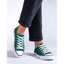 SHELOVET Deportivas bajas verdes Vico para mujer 3