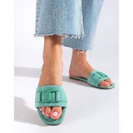Babucha mujer Shelovet ante verde 2