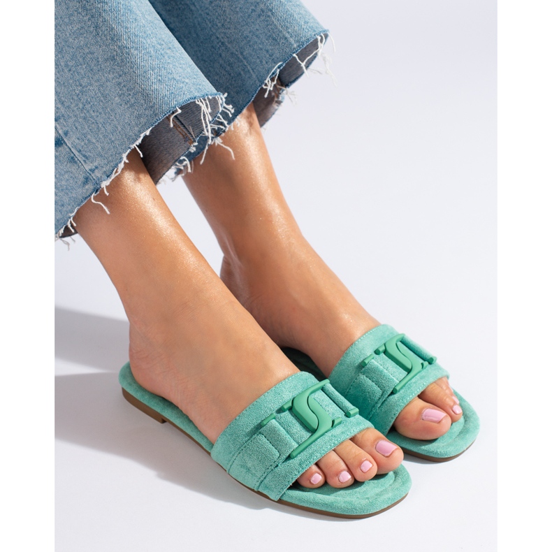 Babucha mujer Shelovet ante verde 1