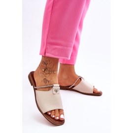 Sandalias De Mujer Con Tacón Plano Nicole 2806/054 Beige 1