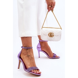 Sandalias De Mujer En Un Tacón Alto Con Joyas Púrpura Perfecto violeta 3